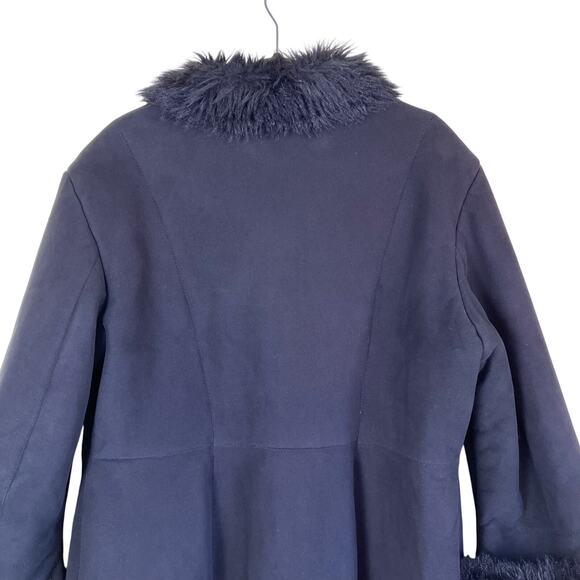 Jones NY Sz XL Vintage Y2K Penny Lane Style Faux Fur/Suede Winter Coat Black - Picture 4 of 16